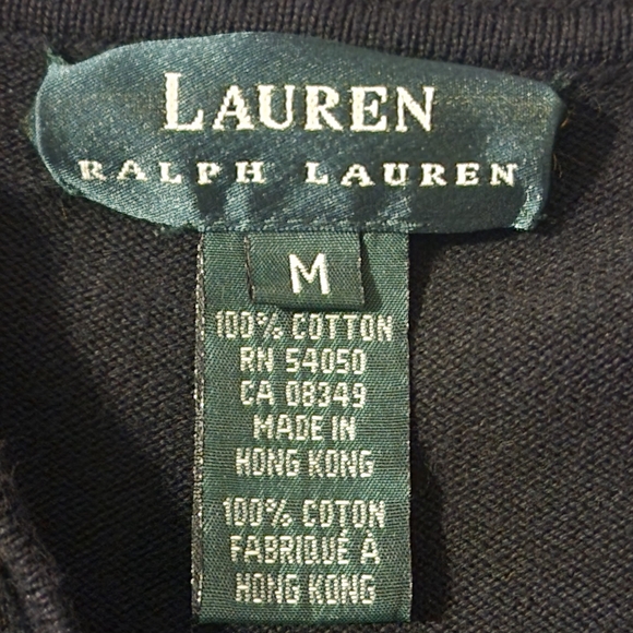 LRL Lauren Ralph Lauren Hoodie Black Brown Leather Trim Full Zip | Size Medium - Picture 7 of 7